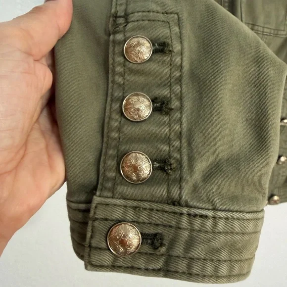 White House Black Market Olive Military Jacket Gold Buttons Utility Size 6 - Picture 6 of 15